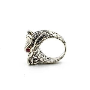 Eye Catching John Hardy Sterling Silver w/Ruby Eyes Naga Dragon Ring Size 7